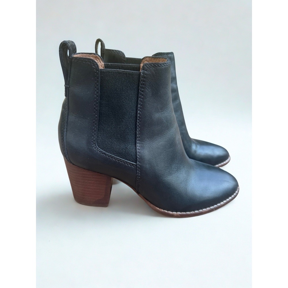 Madewell Chelsea Bootie Womens 5.5 Black Leather Fall Chunky‎ Heel Casual Boots
